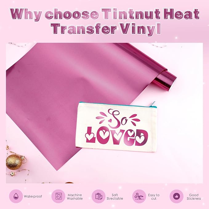 Tintnut Rose Purple Holographic HTV Vinyl Roll, easy cut & weed, stretch - Image 3
