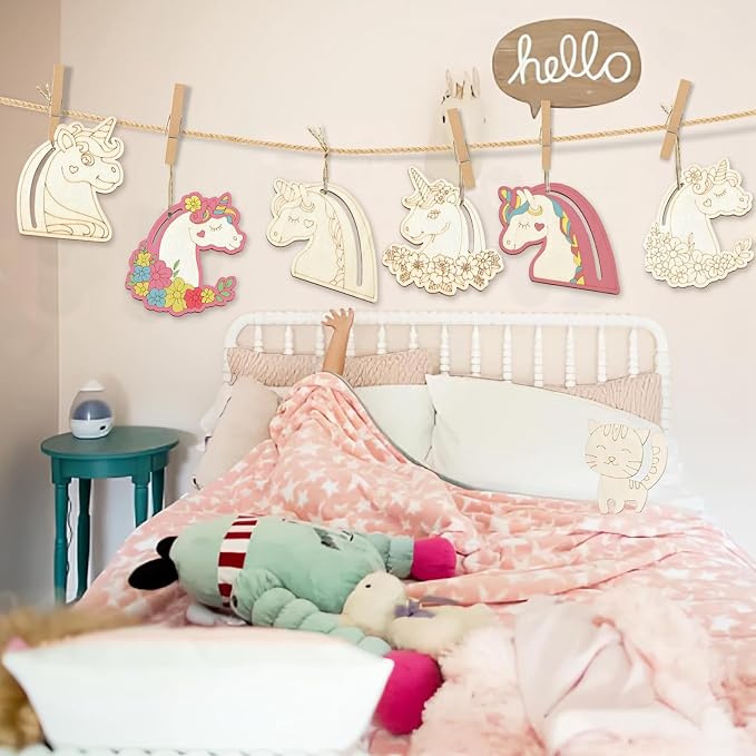24 Pcs Unfinished Wood Unicorn Cutouts Wood Frame Embellishments - Image 6