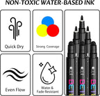 Betem 6 Black Dual Tip Acrylic Paint Markers, Fabric Decorating Kits Premium - Image 3