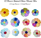 Esweny 12 Flower Stained Glass Mosaic Tiles - Image 3