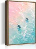 Framed Pastel Sea Turtle Canvas Wall Art Dreamy Pink Turquoise Ocean Turtle by HomeifHue