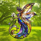 Flowers Fairy Acrylic Suncatcher Stained Glass Effect Window Car Hanging - Image 3