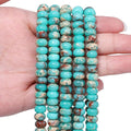 Songxi 5x8mm Natural Green Shoushan Stone Rondelle Beads, Gemstone by SongXi