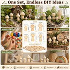 60Pcs Wooden Mushrooms, 6 Sizes of Natural Unfinished Wooden Mushroom, Wood - Image 7