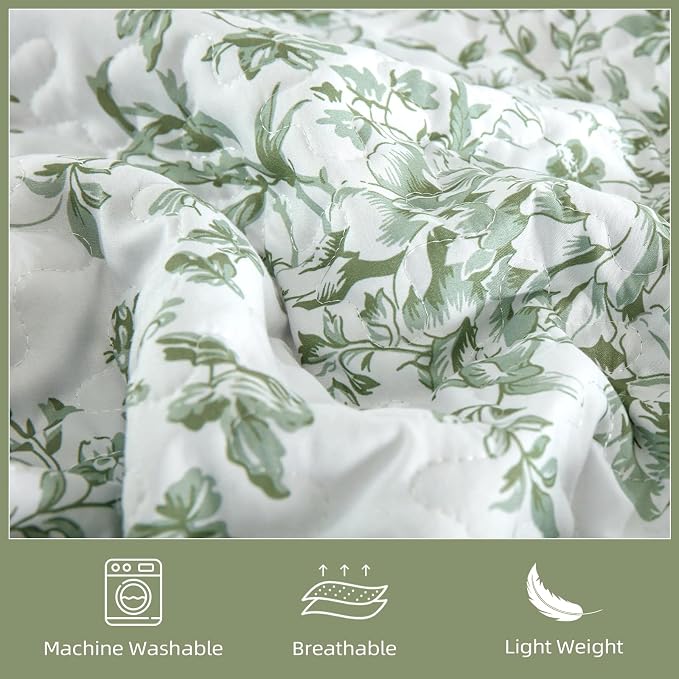 WONGS BEDDING Quilt King Size, Sage Green Quilt Bedding Set - Image 5