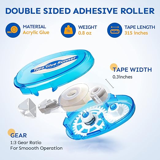 TMOL 6 Pack Scrapbook Tape, 26 Ft x 0.31 in Double Sided Tape Roller, Permanent - Image 2