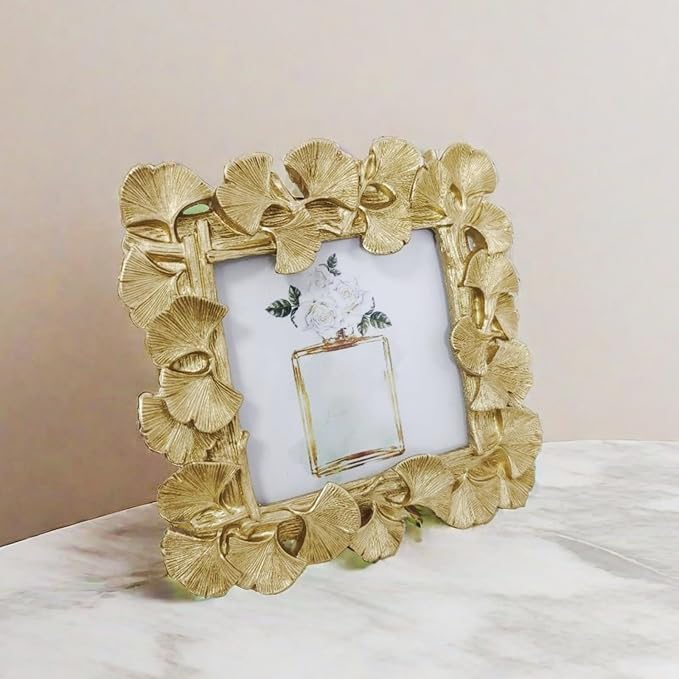 1PCS 4x4Inch Ginkgo Picture Frame | Light Gold, Resin Picture Frame, Wall - Image 3