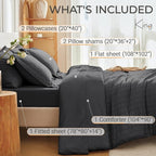 MUXHOMO 7 Pieces King Comforter Set, Seersucker Bed in a Bag King Size - Image 4