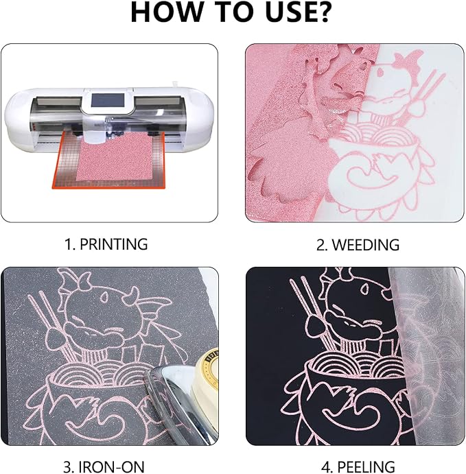 guangyintong Glitter Pink Heat Transfer Vinyl HTV Rolls, Glitter Pink HTV Vinyl - Image 6