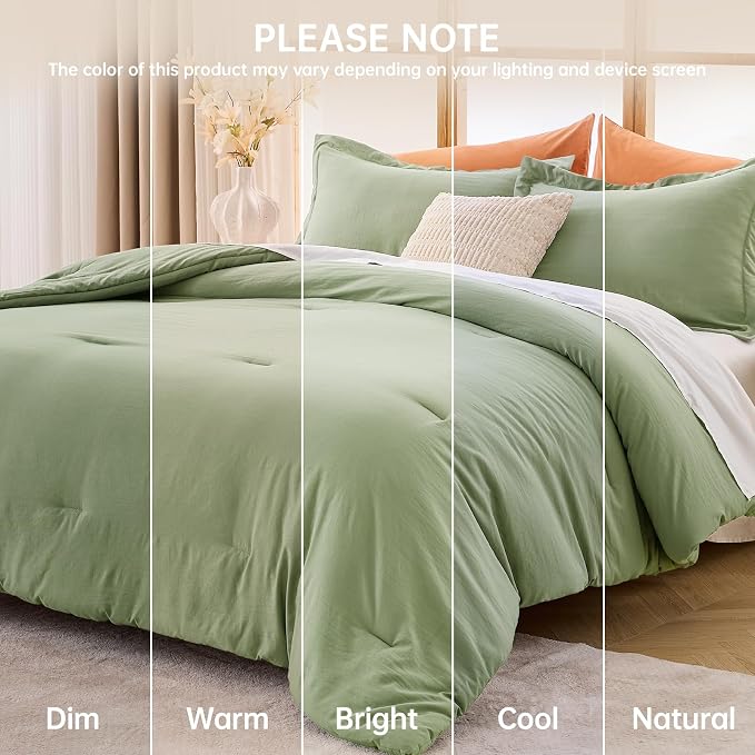 MUXHOMO Green Full Comforter Sets, All Season Ultra Soft Down Alternative - Image 9