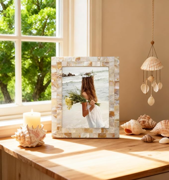 Mother of Pearl 6x8 Picture Frame White | Natural White Pearl, Wall Picture - Image 3