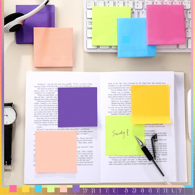 Kajaia 24 Pads Full Adhesive Sticky Notes Colorful Sticky Notes Adhesive Memo - Image 2