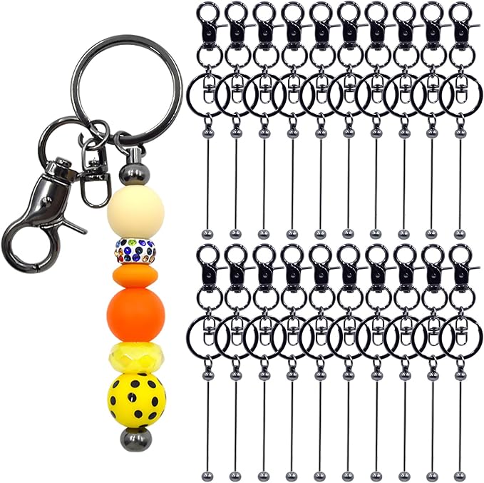 20 Pcs Beadable Keychains Bulk Kit – DIY Keychain Making Supplies by DNLEGULI