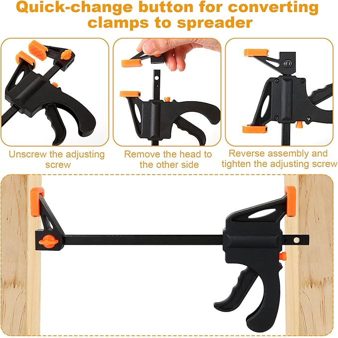 12 Pack 4 Inch Bar Clamps for Woodworking Quick Grip Clamps Trigger Clamp One - Image 4