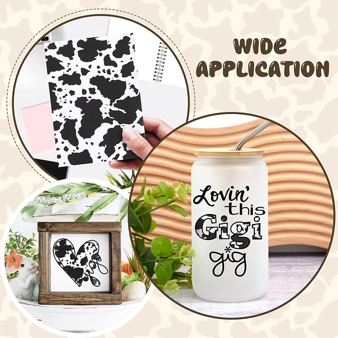 Tintnut Cow Spots Permanent Vinyl Roll 12in x 5ft Cowhide Adhesive Vinyl | - Image 6