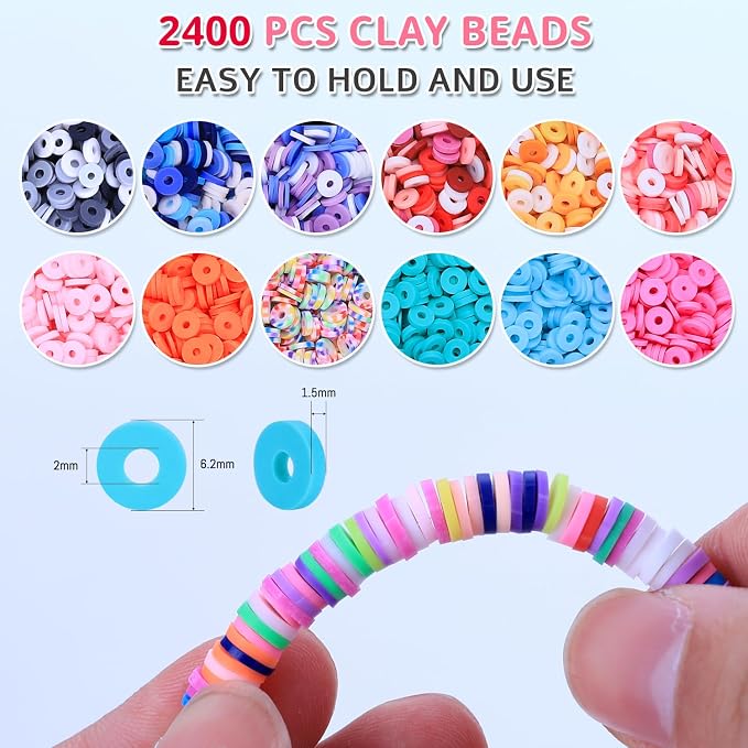 AIPRIDY 3200 Pcs Girls Toys Bracelet Making Kit, Unicorn/Mermaid Clay Beads - Image 2
