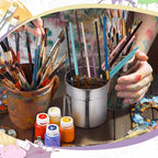 2 Pcs Paint Brush Cleaner Set Stainless Steel Double Dipper Palette Cup Paint - Image 5