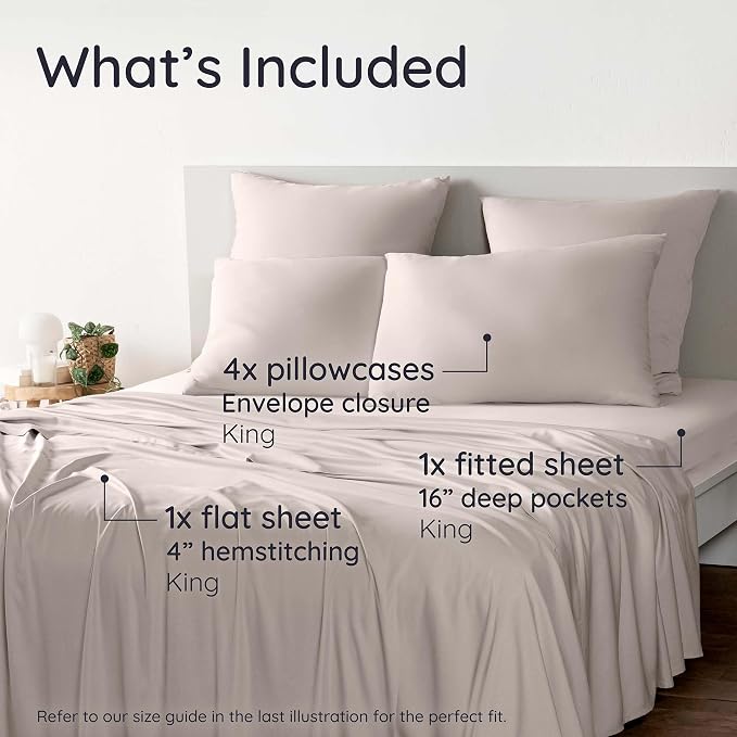 Bambaw 100% Viscose Derived from Bamboo Sheets King Size Set – 6pcs Deep Pocket - Image 2