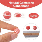 FASHEWELRY 50Pcs Synthetic Rhodochrosite Cabochons Flat Back Gemstone Cabochons - Image 2