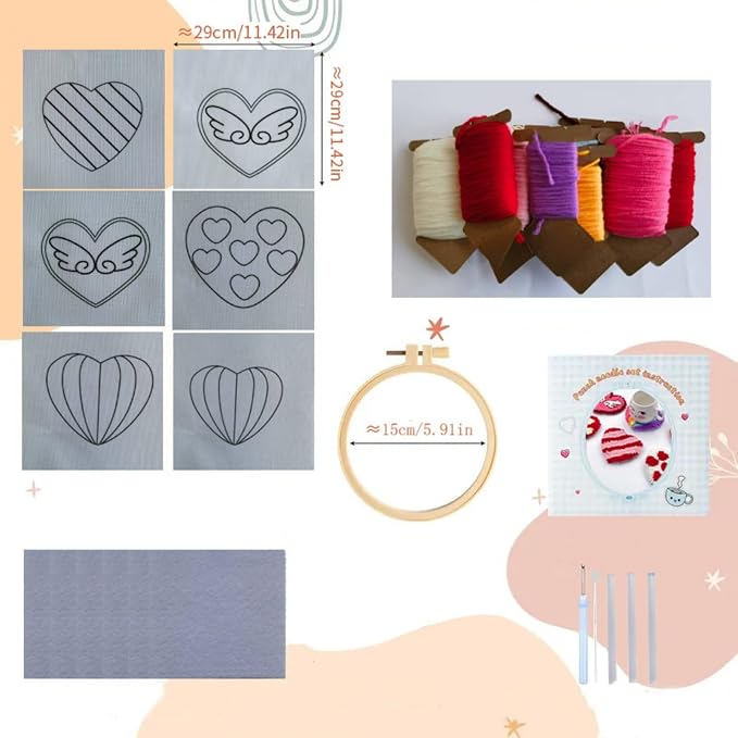 Avtytsda 6PCS Punch Needle Coaster Kit, Easy Punch Needle DIY Embroidery Set - Image 2