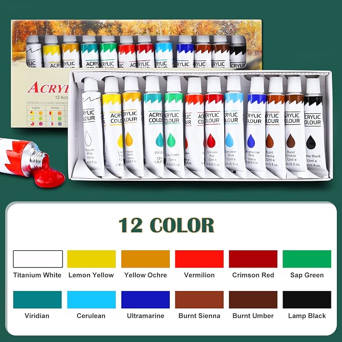 ESRICH Acrylic Paint Canvas Set, 52 Piece Professional Painting Supplies Kit - Image 4