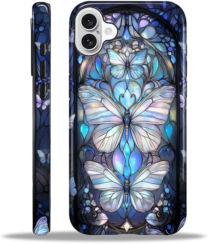 ZHEGAILIAN Case for iPhone 16 Plus, Stained Glass Butterfly Aesthetic Durable by Home