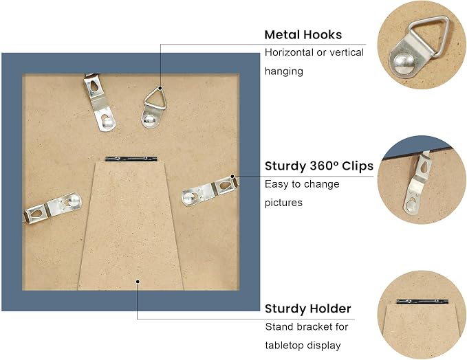 4x4 Picture Frame with Real Glass, Wooden cute 4 x 4 Photo Frame with Wavy Mat - Image 4