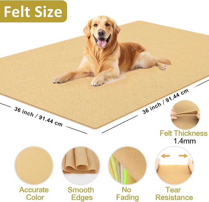 XSEINO Tan Large Felt Fabric 36" X 36 ", 1.4 mm Thick Soft Felt Fabric Sheet - Image 2