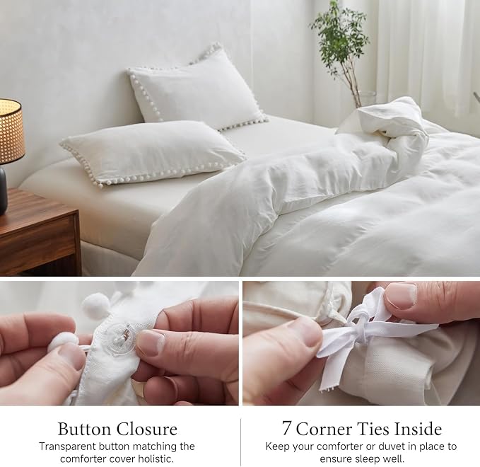 Simple&Opulence French Linen Blended Duvet Cover Queen, Flax Viscose Derived - Image 7