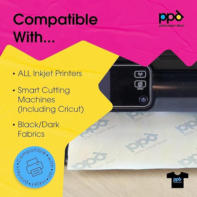 PPD 10 Sheets 8.5x11" Iron-on Heat Transfer Paper Dark Fabrics Inkjet | Vibrant - Image 5