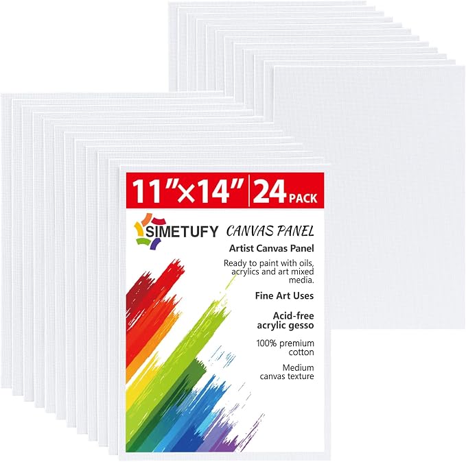 Simetufy 24 Pcs 11x14Inch Flat Canvas Boards by Simetufy