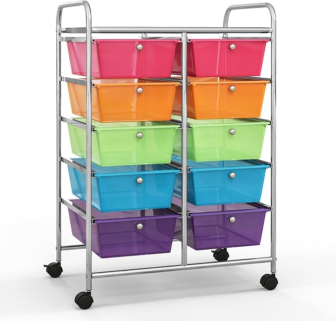 Giantex 10 Drawers Rolling Cart, Classroom Organizers, Storage Cart - Image 9