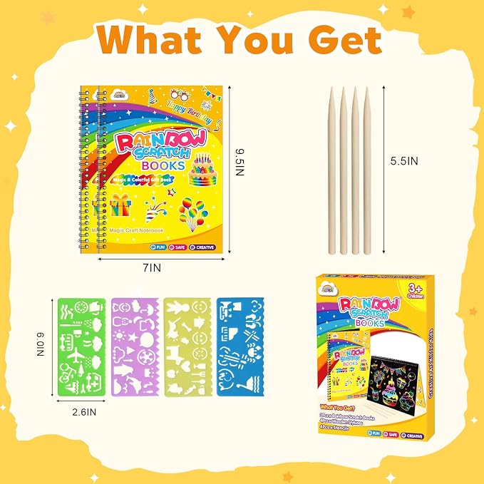 ZMLM Scratch Paper Art-Crafts Gift: 2 Pack Rainbow Notebooks Supplies Toys - Image 7