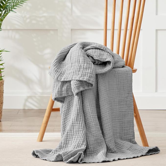 100% Cotton Muslin Blanket Twin 66" x 90", Breathable and Lightweight Cotton - Image 6