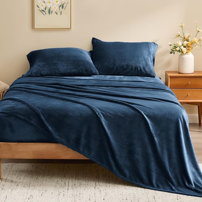 BEDELITE Flannel Sheets King Size Navy - Image 2