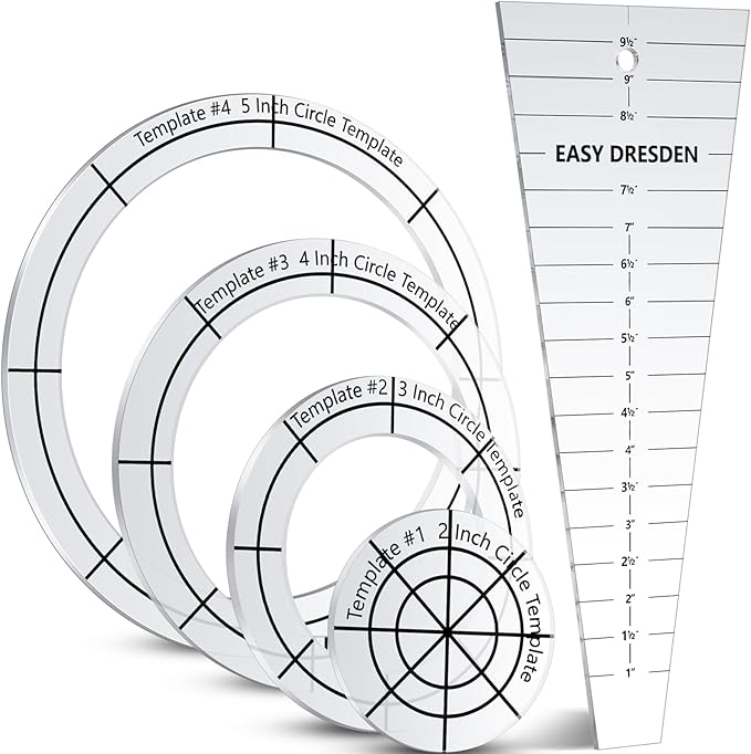 5 Pcs Acrylic Quilting Template Ruler 10 Inch Dresden Plate Template by Kigley
