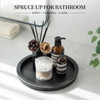 Hanobe Wooden Tray for Coffee Table: Candle Holder Plate Black Round Decorative - Image 4