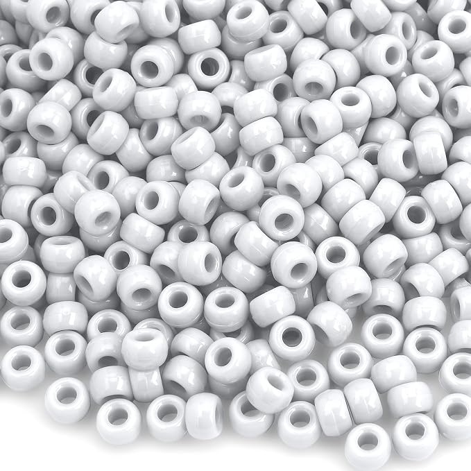 1100 Pcs White Pony Beads for Jewelry Making, Bulk Beads for Bracelets Hair by anpiwshjo
