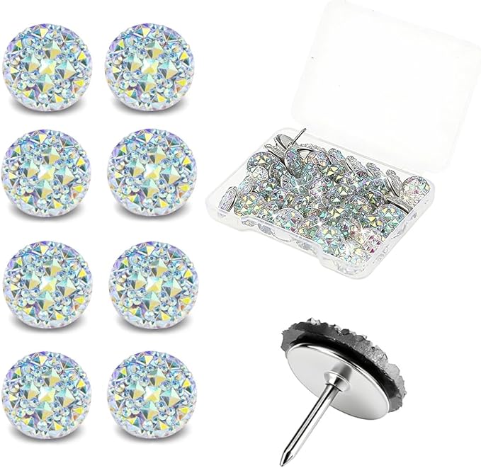 40 Diamond Pins Set, Decorative Push Thumbtacks by Unknown