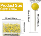 Yellow Map Pins, 1/8 Inch, Round Ball Head | Map Tacks, Push Pins - Image 2