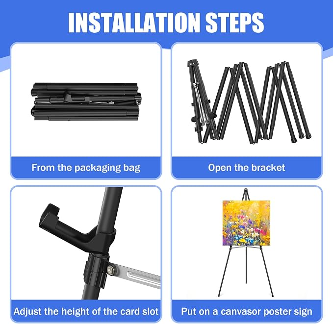 Easel Stand for Sign, Adjustable Folding Art Easel for Display - Image 5