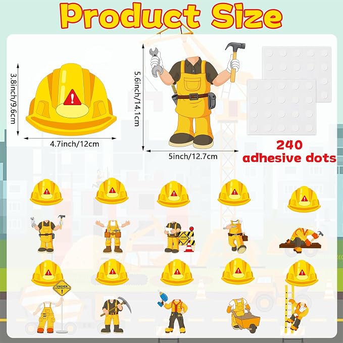 60pcs Construct Theme Cutouts Construction Helmet Bulletin Board Decorations - Image 2