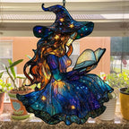 Cute Wizard Reading Books Acrylic Suncatcher Stained Glass Effect Window Car - Image 4