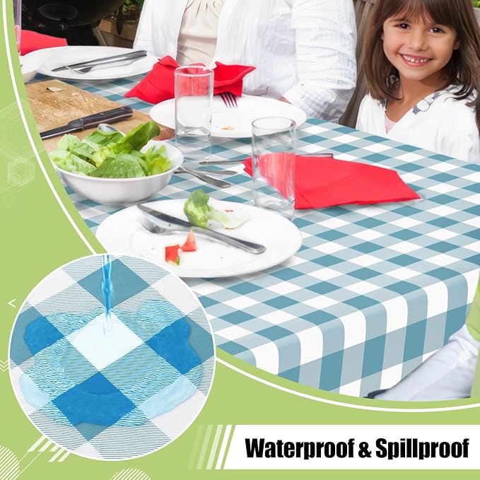 Smiry Rectangle Table Cloth, Waterproof Vinyl Tablecloth - Image 2