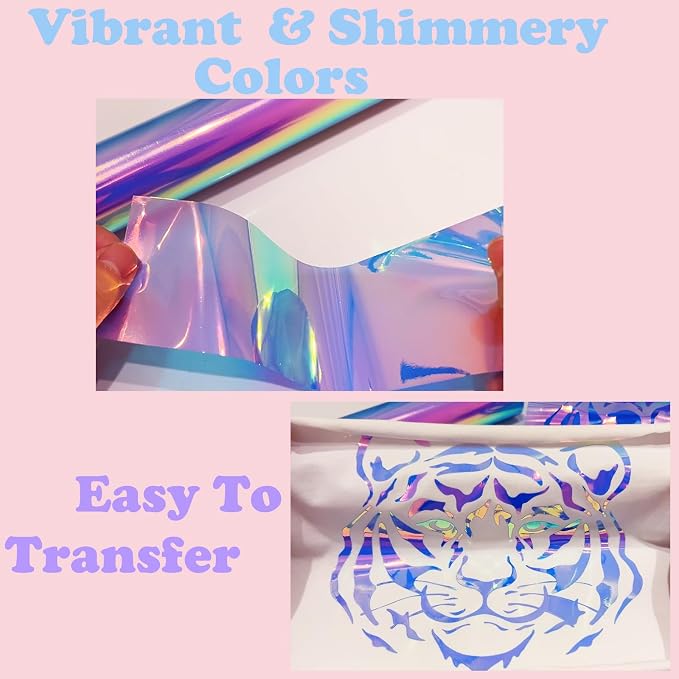 Holographic Heat Transfer Vinyl 10.5IN x 6FT Rainbow HTV Iron on Vinyl - Image 7