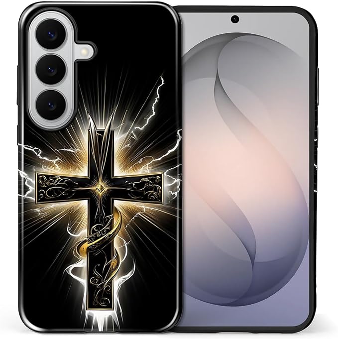 for Samsung Galaxy S26 Case, Cool Cross Pattern Glossy 2 in 1 Shockproof Bumper - Image 2