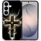 for Samsung Galaxy S26 Case, Cool Cross Pattern Glossy 2 in 1 Shockproof Bumper - Image 2