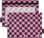 Checkerboard Pink Black Squares Pencil Pouch by BOENLE-WELCOMEYOURCOMING
