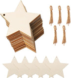 50Pcs Unfinished Wooden Stars Ornanents Independent Christmas Decoration by Tmflexe
