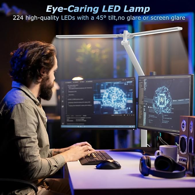 Airlonv LED Desk Lamp, Double Swing Arm Wide Lighting Area Desk Lamps - Image 6